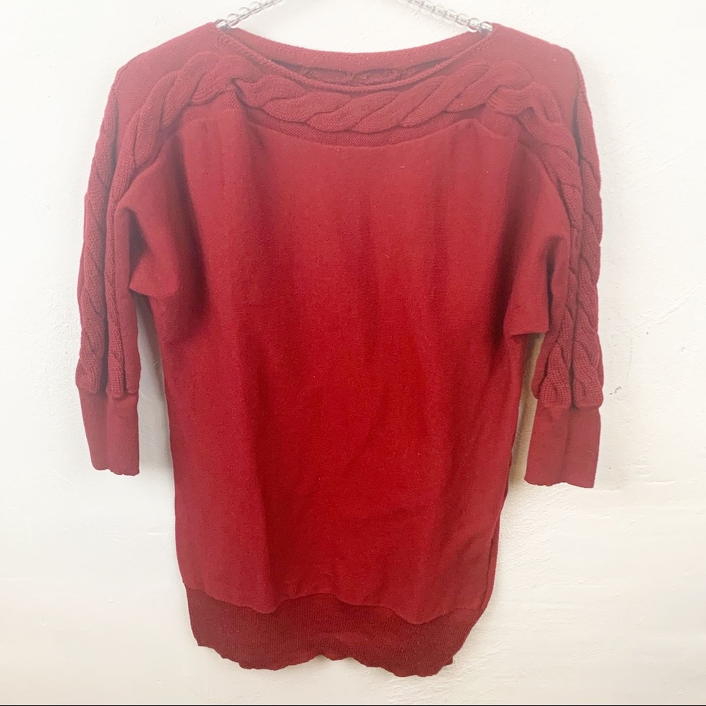 The Limited Braided Trim Quarter Sleeve Sweater